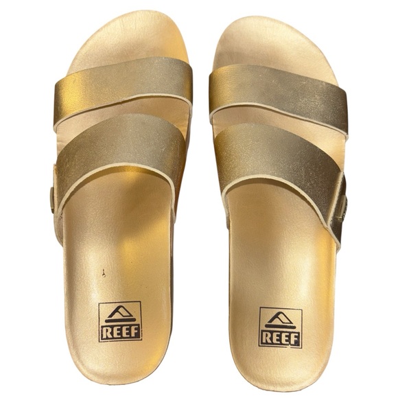 Reef Cushion Vista Hi Womens Platform Slide Sandals Metallic Golden Hour Size 8 - Picture 3 of 10